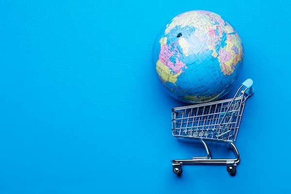 Shopping cart with Globe in it